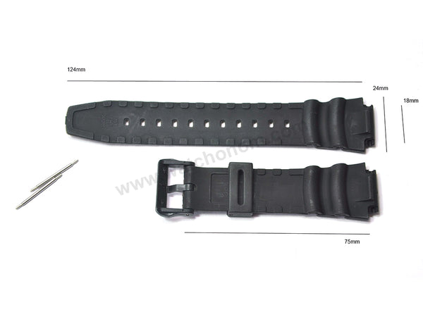 Fits/For Casio AE-1000 , AE-1100 - Black Rubber Replacement Watch Band Strap Belt