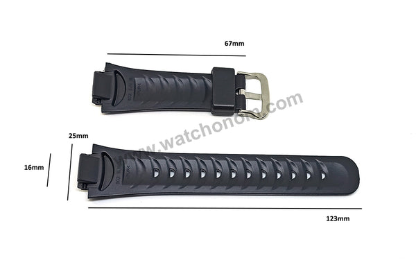 Casio G-Shock G-2900 , G-2900BT , G-2900C , G-2900F Black Rubber 16mm Replacement Watch Band Strap