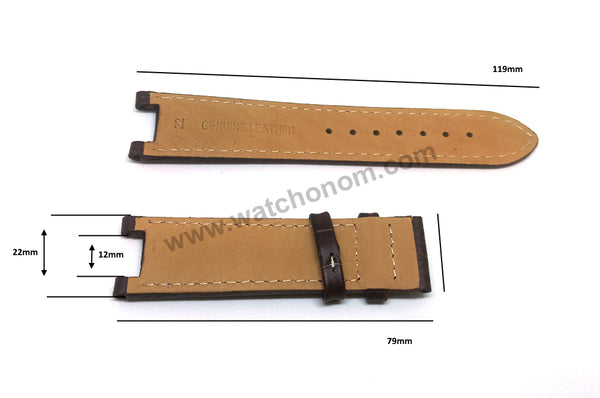 22mm Brown Leather watch band strap Comp Guess Collection GC GCI45003G1 I45003G1 GCA47007G1 A47007G1 GCX72001G1S X72001G1S