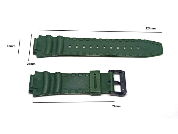 Fits/For Casio AE-1000-3AVDF - Green Rubber Replacement Watch Band Strap Belt