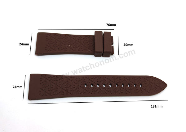Fits/For Emporio Armani AR0337 , AR4243 , AR4247 - 24mm Brown Rubber Silicone Replacement Watch Band Strap Belt