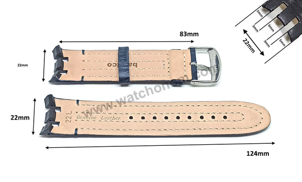 Swatch Irony Retrograde Genuine Leather Replacement Watch Strap Band - 22mm Black , Brown , Navy Blue