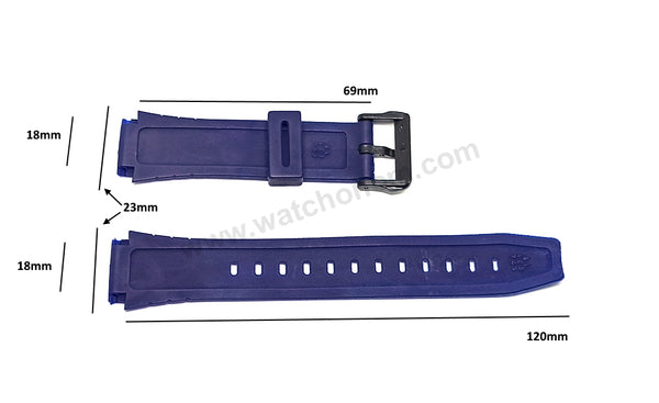Fits/For Casio F-200 , F-200W - 18mm Navy/Blue Rubber Silicone Watch Band Strap Belt
