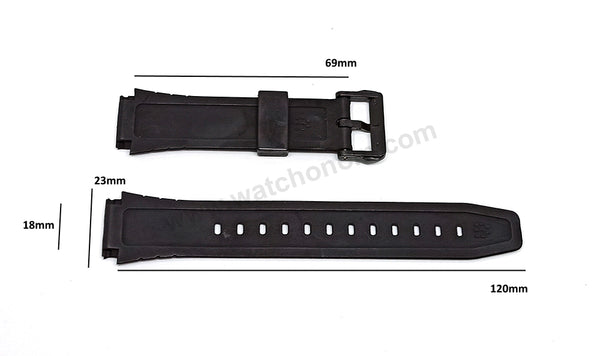 Fits/For Casio F-200 , F-200W - 18mm Black Rubber Silicone Watch Band Strap Belt
