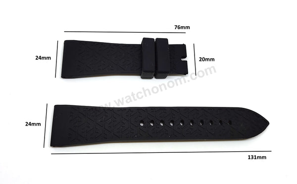 Fits/For Emporio Armani AR4237 , AR4239 , AR4240 - 24mm Black Rubber Silicone Replacement Watch Band Strap Belt