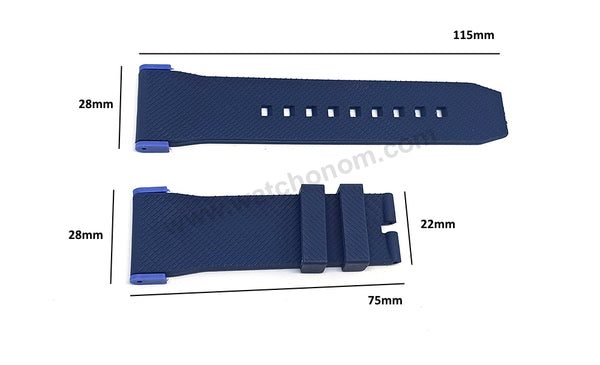 Fits/ For Puma Ultrasize PU103461005 , PU103461021 , PU103911009 , PU103981006 - 28mm Blue Rubber Replacement Watch Band Strap (with blue lug parts)