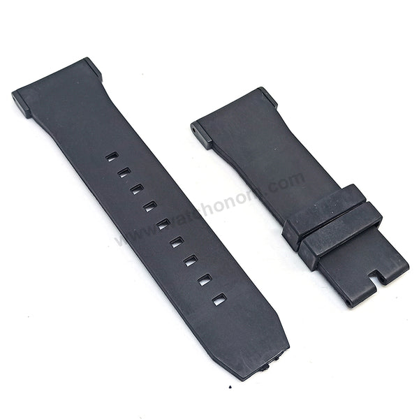 Fits/ For Puma Ultrasize PU103461001 , PU103461002 , PU103461003 , PU103461004 , PU103461008 - 28mm Black Rubber Replacement Watch Band Strap (with black lug parts)