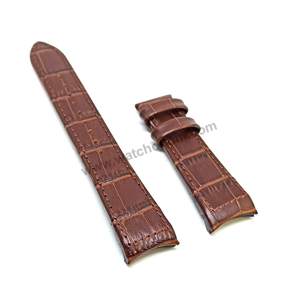 Seiko Premier 7D48-0AL0 - SNP082P1 , 7T86-0AA0 - SPC054P1 Compatible for 21mm Brown Genuine Leather Curved end Replacement Watch Band Strap