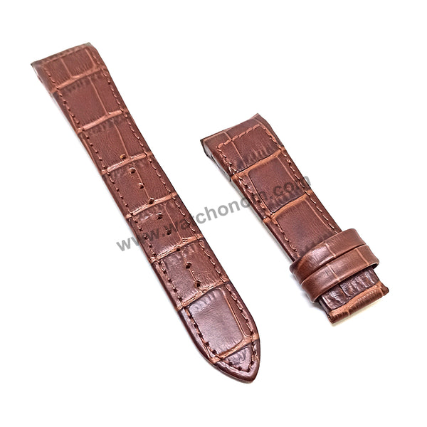 Seiko Premier 7T62-0JW0 - SNAF22P1 , SNAF21P1 Compatible for 21mm Brown Genuine Leather Curved end Replacement Watch Band Strap