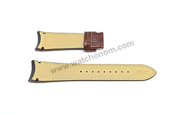 Seiko Premier 5D88-0AA0 - SRX004P1 , 7T62-0LE0 - SNAF30P1 , 5M84-0AA0 - SRN042P1 Compatible for 21mm Brown Genuine Leather Curved end Replacement Watch Band Strap