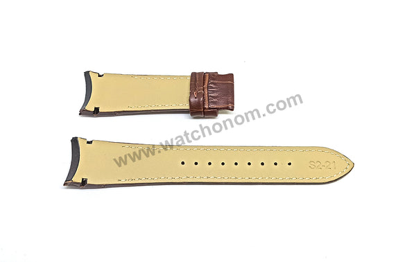 Seiko Premier 7T62-0JW0 - SNAF22P1 , SNAF21P1 Compatible for 21mm Brown Genuine Leather Curved end Replacement Watch Band Strap