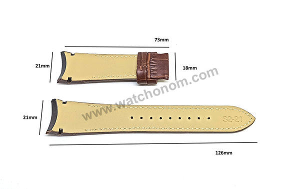 Seiko Premier 7D48-0AL0 - SNP082P1 , 7T86-0AA0 - SPC054P1 Compatible for 21mm Brown Genuine Leather Curved end Replacement Watch Band Strap