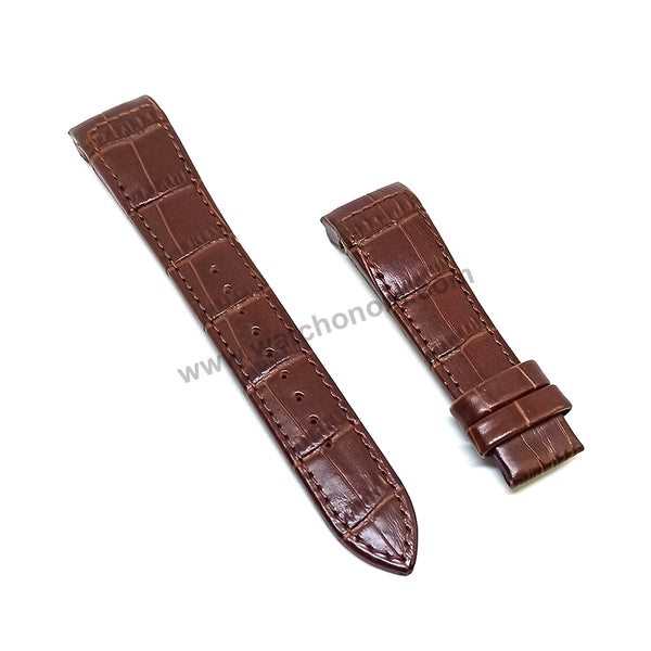 Seiko Premier 7D56-0AB0 - SNP096P1 , SNP127P1 Compatible for 21mm Brown Genuine Leather Curved end Replacement Watch Band Strap