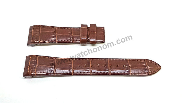 Seiko Premier 6A32-00X0 - SNQ150P1 , SNQ149P1 Compatible for 21mm Brown Genuine Leather Curved end Replacement Watch Band Strap