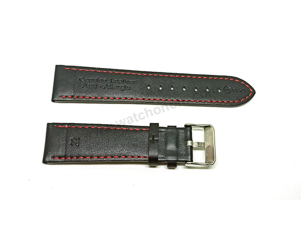 Fits/For Tissot T-Sport T116.617 Chrono XL - Red Stitched on Black Genuine Leather Replacement Watch Strap Band Belt