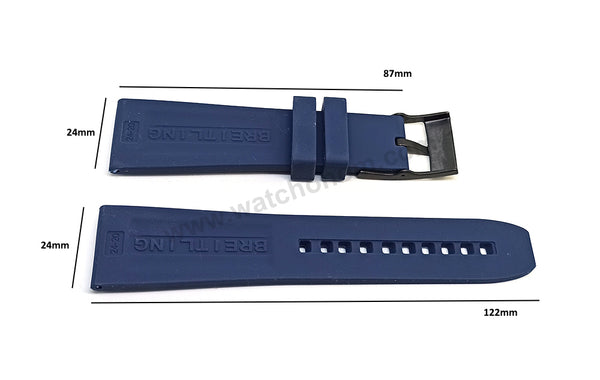 Fits/ For Breitling Diver Pro III 3 - 24mm Navy Blue Rubber Replacement Watch Band Strap 24-20