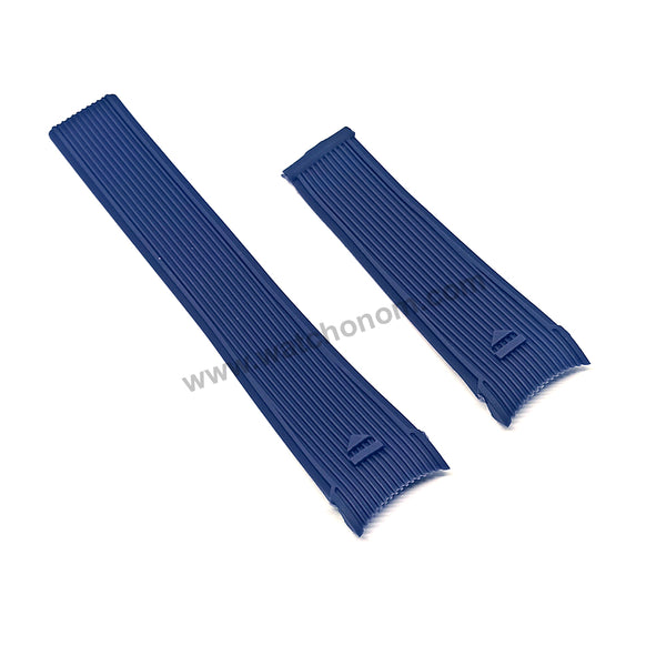 Fits/For TAG Heuer Aquaracer 300M Calibre 5 WAY201B - 22mm Blue Rubber / Silicone Curved end Replacement Watch Band Strap Belt