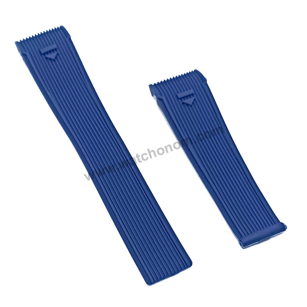 Fits/For TAG Heuer Aquaracer 300M Calibre 5 WAY201B - 22mm Blue Rubber / Silicone Curved end Replacement Watch Band Strap Belt