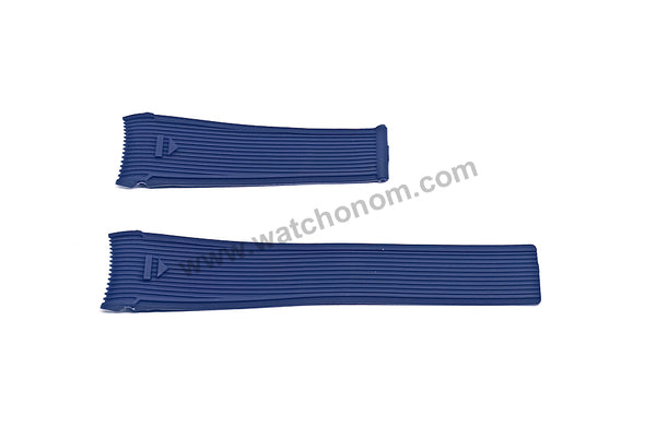 Fits/For TAG Heuer Aquaracer 300M Calibre 5 WAY201B - 22mm Blue Rubber / Silicone Curved end Replacement Watch Band Strap Belt