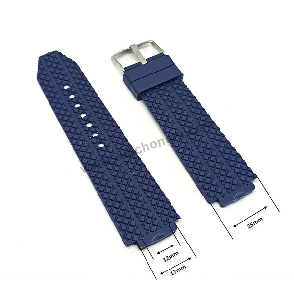 17mm Black Rubber Watch Band Strap Compatible with Hublot Bigbang
