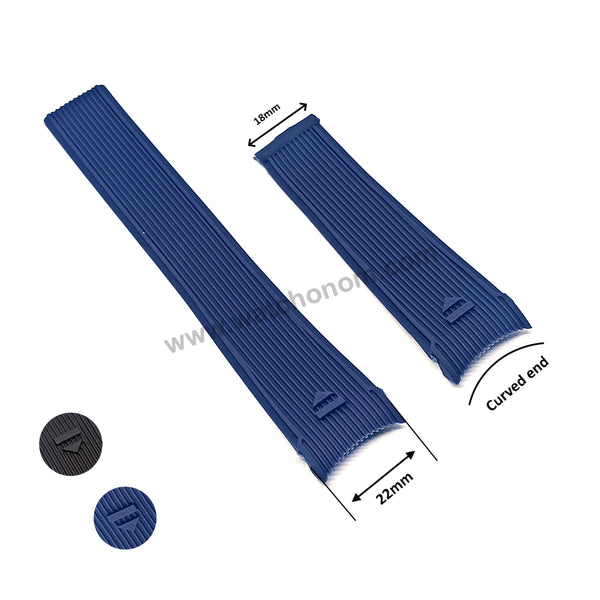 Fits/For TAG Heuer Aquaracer 300M Calibre 5 WAY201B - 22mm Blue Rubber / Silicone Curved end Replacement Watch Band Strap Belt