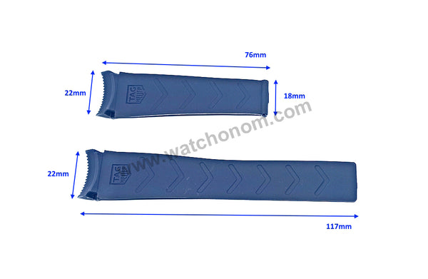 Fits/For TAG Heuer Aquaracer 300M Calibre 5 WAY201B - 22mm Blue Rubber / Silicone Curved end Replacement Watch Band Strap Belt