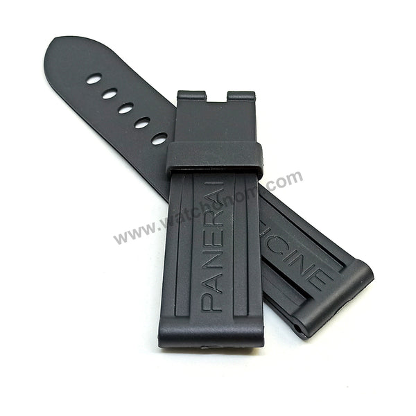 Fits/For Officine Panerai Luminor Marina Submersible PAM024 - 24mm Black Rubber Replacement Watch Band Strap