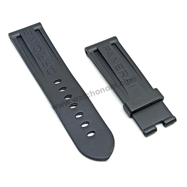 Fits/For Officine Panerai Luminor Marina Submersible PAM024 - 24mm Black Rubber Replacement Watch Band Strap