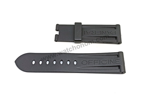 Fits/For Officine Panerai Luminor Marina Submersible PAM024 - 24mm Black Rubber Replacement Watch Band Strap