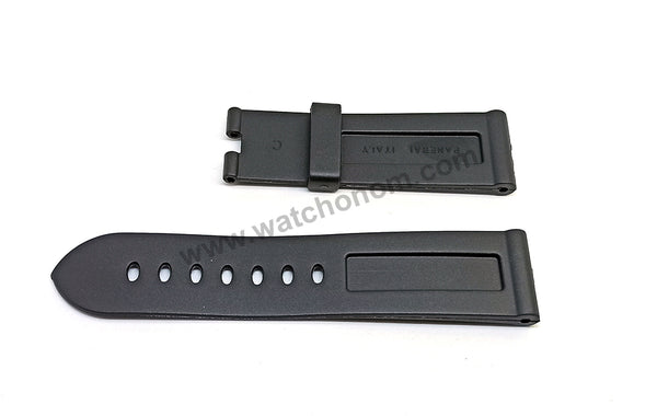 Fits/For Officine Panerai Luminor Marina Submersible PAM024 - 24mm Black Rubber Replacement Watch Band Strap