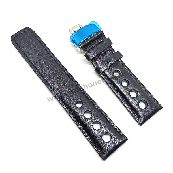 Compatible for Porsche Design Regulator - 24mm Black Curved end Rubber Tire Pattern Replacement Watch Band Strap