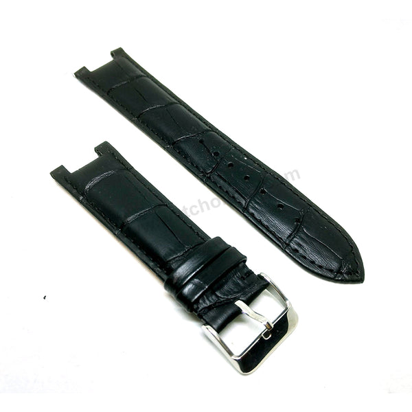 Fits/For Guess Collection 46002G , I46002G2 , I46500G1 Replacement Black Leather Watch Band Belt Strap