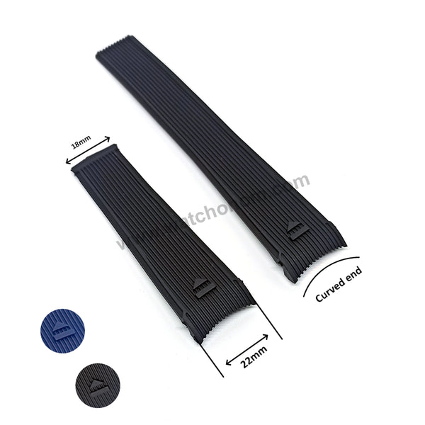 Fits/For TAG Heuer Aquaracer 300M Calibre 5 WAY101A , WAY108A - 22mm Blue Rubber / Silicone Curved end Replacement Watch Band Strap Belt