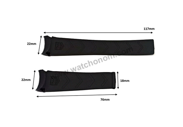 Fits/For TAG Heuer Aquaracer 300M Calibre 5 WAY101A , WAY108A - 22mm Blue Rubber / Silicone Curved end Replacement Watch Band Strap Belt