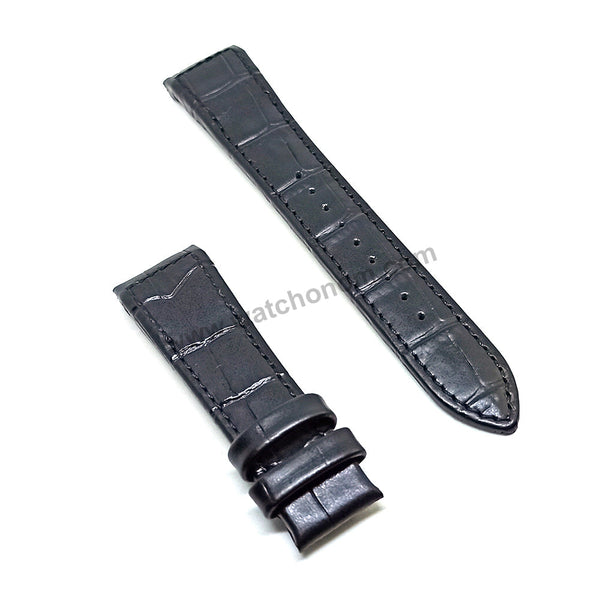 Seiko Premier 7T86-0AA0 - SPC053P1 , 6G34-00E0 - SRL021P1 , 5M54-0AA0 - SRN005P1 Compatible for 21mm Black Genuine Leather Curved end Replacement Watch Band Strap
