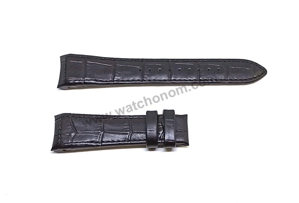 Seiko Premier 7D48-0AL0 - SNP061P1 , SNP084P1 Compatible for 21mm Black Genuine Leather Curved end Replacement Watch Band Strap