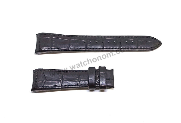 Seiko Premier 7D48-0AL0 - SNP061P1 , SNP084P1 Compatible for 21mm Black Genuine Leather Curved end Replacement Watch Band Strap