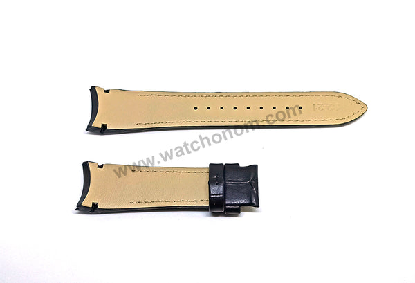 Seiko Premier 7D48-0AL0 - SNP061P1 , SNP084P1 Compatible for 21mm Black Genuine Leather Curved end Replacement Watch Band Strap