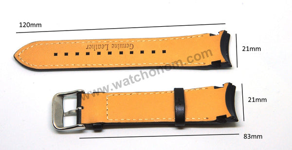 21mm Handmade White Stitch on Black Genuine Leather Watch Band Strap Compatible For Seiko Sportura Chronograph 7T62-0KV0 - SNAE80P1