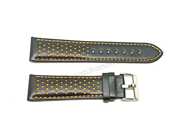 Fits/For Tissot T-Sport T116.617 Chrono XL - Orange Stitched on Black Genuine Leather Replacement Watch Strap Band Belt
