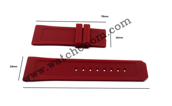 Burberry Endurance BU7706 , BU7763 - 24mm Red Rubber Silicone Watch Band Strap