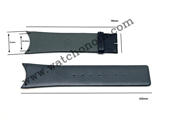 Fits/for Calvin Klein Trust CK K0H23220 , K0H232 , K0H23307 , K0H233 , K0H23907 , K0H239 - 21mm Black Genuine Leather Watch Band Strap Belt