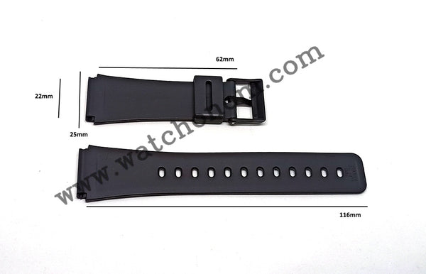 Genuine Casio CMD-40 CMD-40B CMD-40D CMD-40E CMD-50 Remote Control Wristwatch - 22mm Black Rubber Silicone Replacement Watch Band Strap