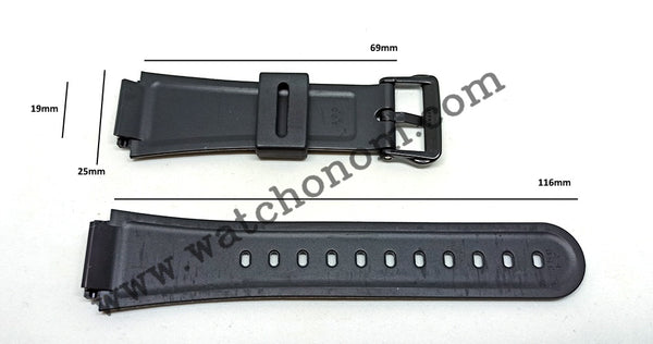 Casio AW-37 , AW-38 , AW-39 Watch Band Strap 19mm Black Rubber NOS Original