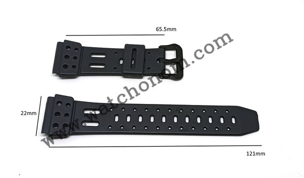 Casio CBX-600 CBX-610 Watch Band Strap 19mm Black Rubber Rare Original