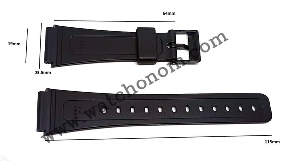 Casio Data Bank DB-30 , DB-31 ,DBA-80 , DBP-25 - 19mm Black Rubber Watch Band Strap Original