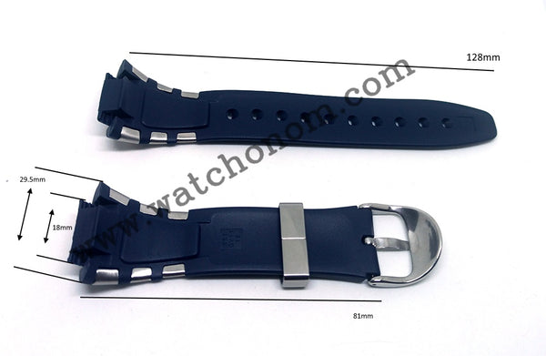 Casio E-Databank EDB-100CJ-2A Watch Band Strap 18mm Blue Rubber NOS Original