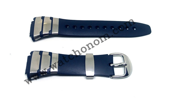 Casio E-Databank EDB-100CJ-2A Watch Band Strap 18mm Blue Rubber NOS Original