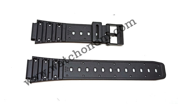 Casio TS-100, TR-1, TR-10W, TR-1EV, TS-100-1V, BP-100, JP-200, TS-1 Watch Band Strap 17mm Black Rubber Original