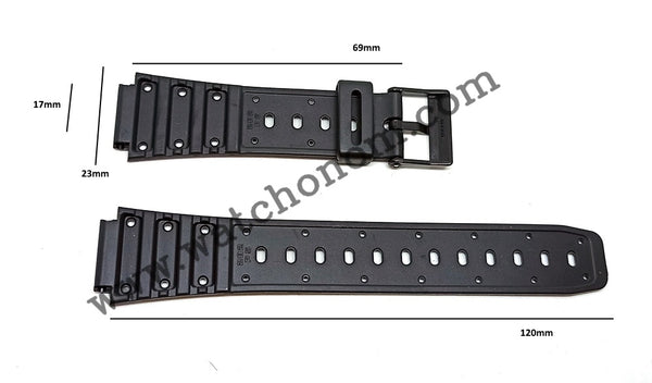 Casio TS-100, TR-1, TR-10W, TR-1EV, TS-100-1V, BP-100, JP-200, TS-1 Watch Band Strap 17mm Black Rubber Original